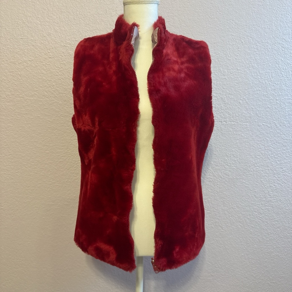Women's Red Faux Fur Vest